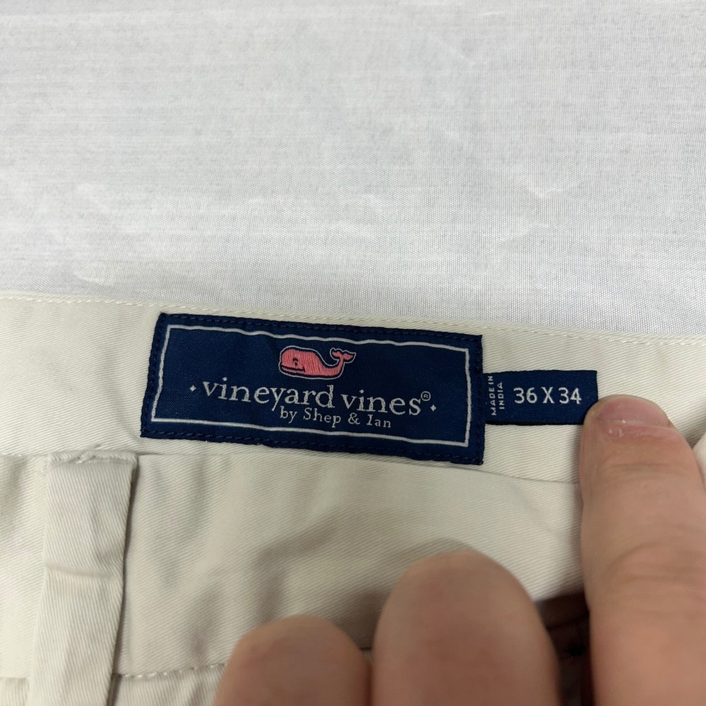 Vineyard Vines Mens 36x34 Breaker Pants Khaki Stone Chino Straight Leg Cotton - Picture 3 of 7